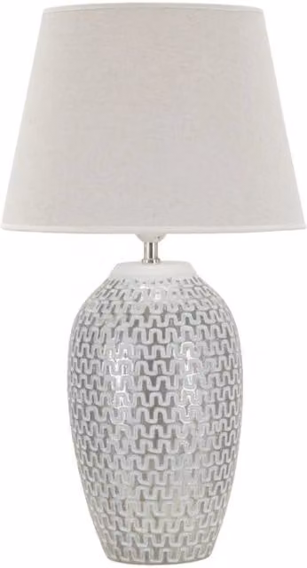 Lampada da tavolo Vikasa Home Wave bianca e argento con motivo a onde L: 35 cm, H: 65 cm