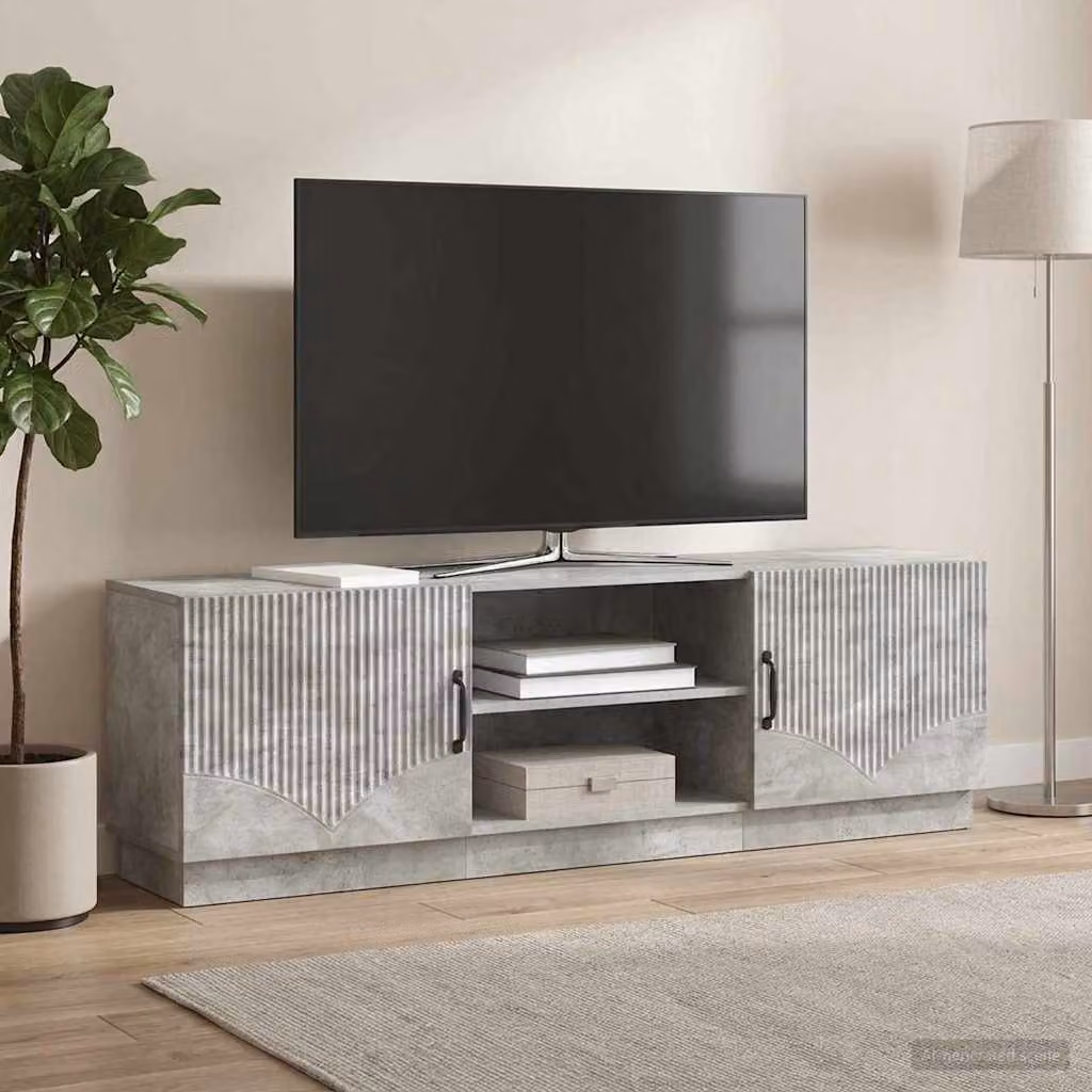 Mobile TV vidaXL Grigio Cemento in Legno MDF con Illuminazione Integrata L: 150 cm, P: 31 cm, H: 47 cm