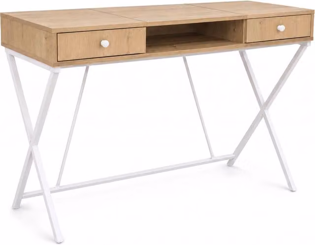 Scrivania PC industriale CROSSLINE AKORD FURNITURE FACTORY in rovere e bianco con 2 cassetti e 1 ripiano L: 120 cm