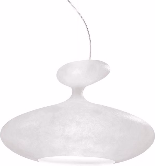 Lampada a sospensione KDLN E.T.A. SAT in vetro bianco con altezza regolabile e attacco E27