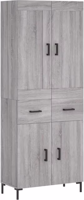 Credenza | Madia | Buffet da pranzo | Armadio da pranzo Grigio Sonoma 69,5x34x180 cm in Legno Multistrato