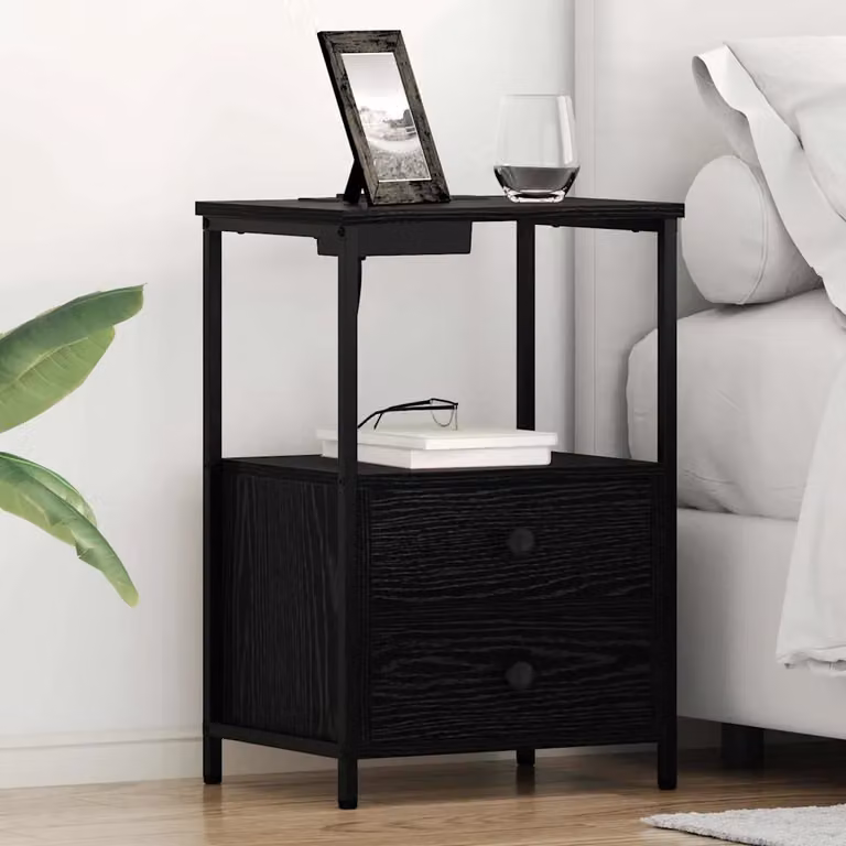 vidaXL Armadio da Notte in Stile Rustico Nero L: 40 cm, P: 31 cm, H: 60 cm