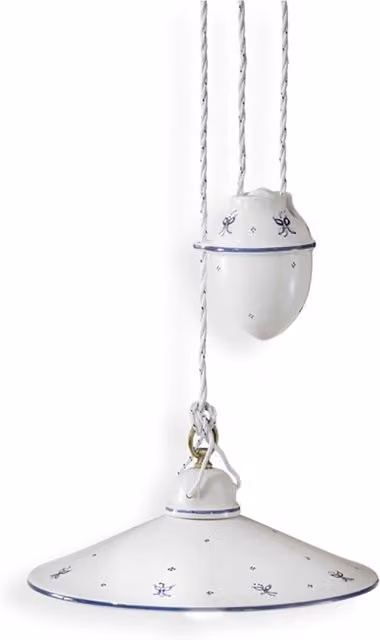 Sospensione Saliscendi Classica Asti Ceramica E Ottone Decorato 30 Cm 1 Luce E27