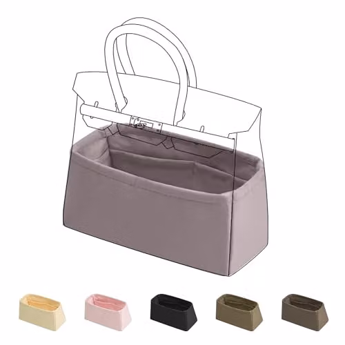 DGAZ Organizer Borsa in Satin per Birkin 40, Inserto Borsa, Konjac Purple