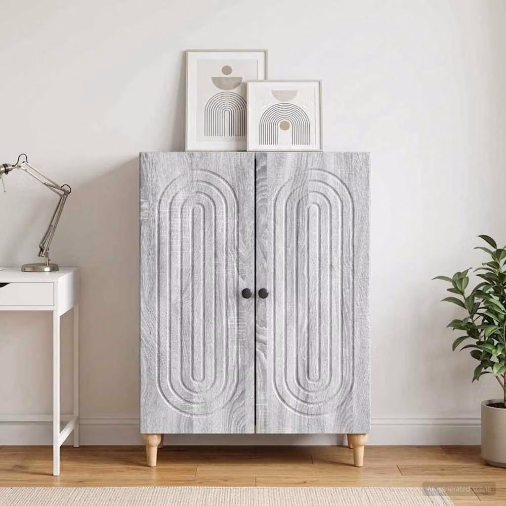 Credenza moderna vidaXL in legno ingegnerizzato grigio Sonoma, L: 66 cm, P: 34,5 cm, H: 90 cm