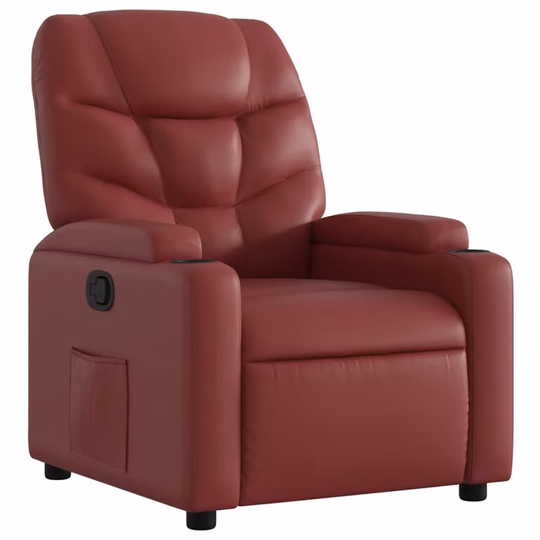 Poltrona Reclinabile Rosso Vino in Pelle finta