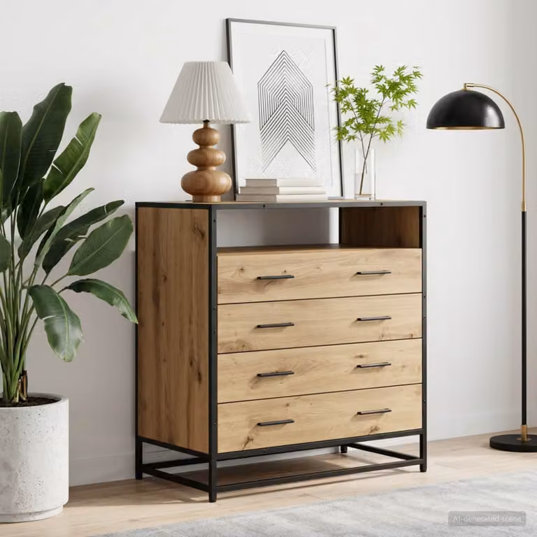 Carrello mobile con 4 cassetti vidaXL in rovere artigianale marrone con ruote