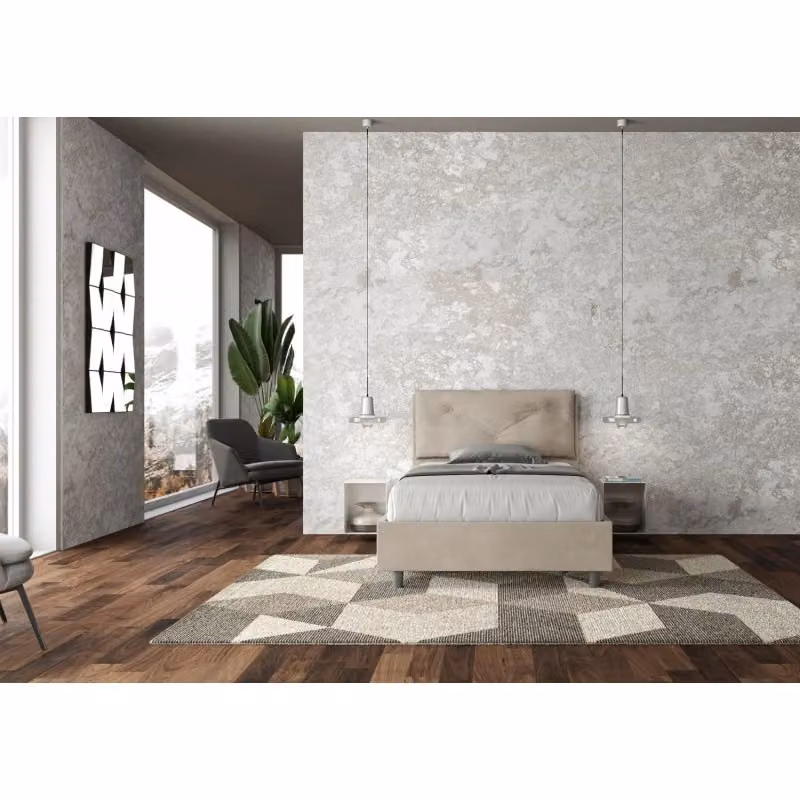 Letto imbottito Ityhome in microfibra beige L/P/H: 110 x 212 x 125 cm – 2