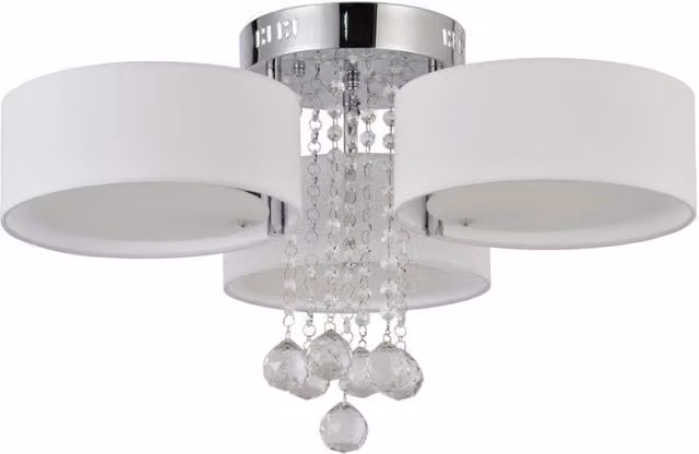 Plafoniera Gambela Light Prestige bianca e cromata con 3 lampadine E27 LED, L: 63 cm, P: 35 cm, H: 62 cm