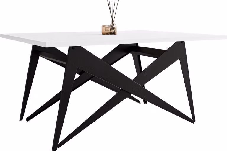 MIRJAN24 Tavolino e tavolo da pranzo Xena, 2 in 1, struttura in acciaio (colore: nero / bianco artico)