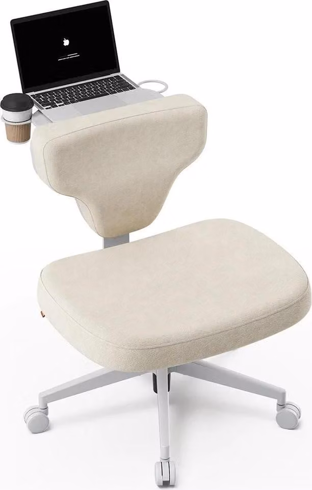 Sedia da ufficio FP - Sedia girevole ergonomica - Senza braccioli - Regolabile in altezza - Girevole a 360° - Con rotelle - Tessuto - Apricot