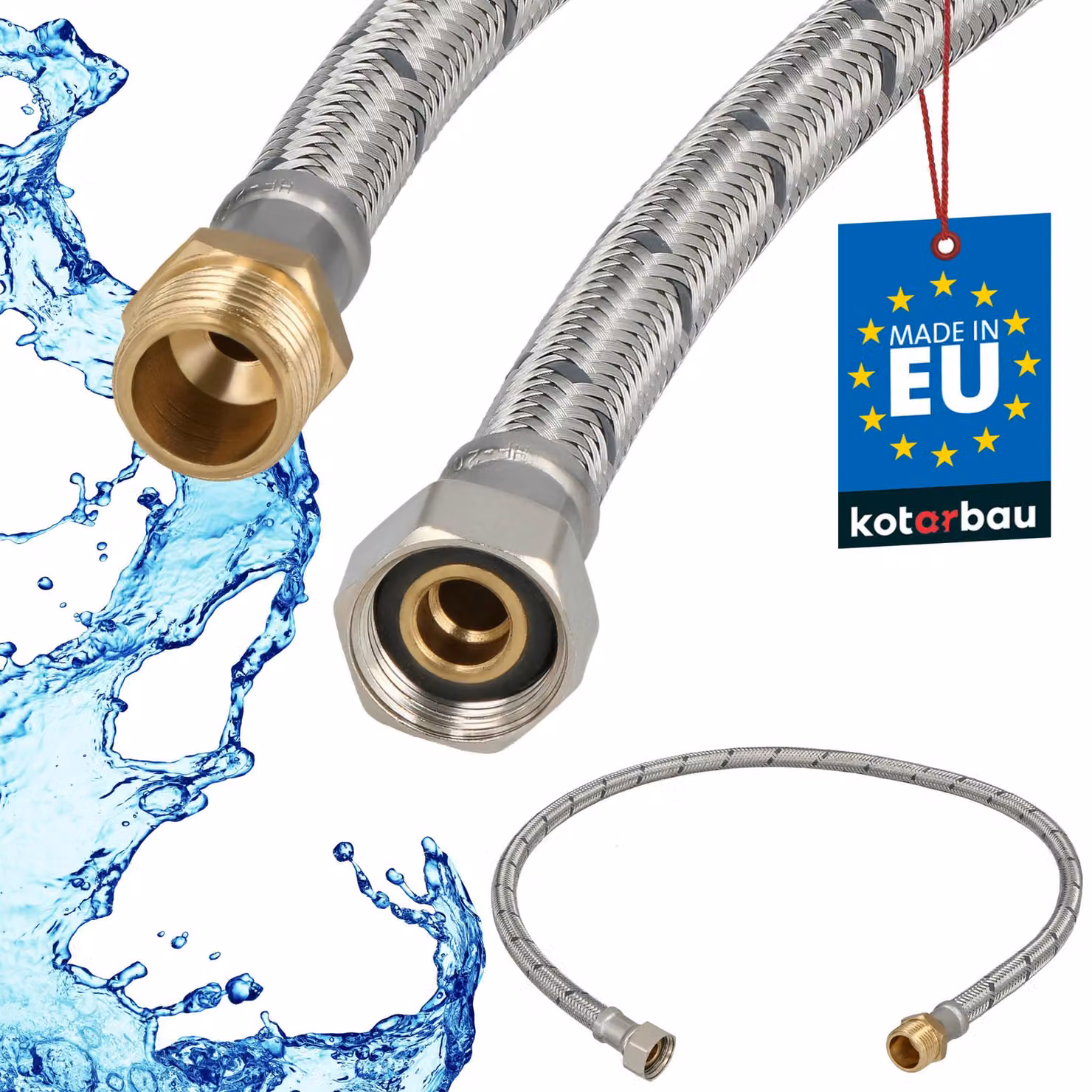 KOTARBAU® Tubo Flessibile per Rubinetto 3/8" x 3/8" Rinforzato 80cm Tubo Flessibile Rubinetto Cucina Maschio x Femmina Acciaio Inox