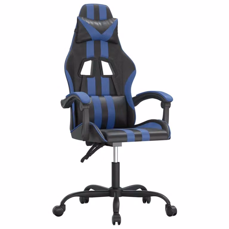 Sedia da Gaming Girevole Nero e Blu in Pelle finta