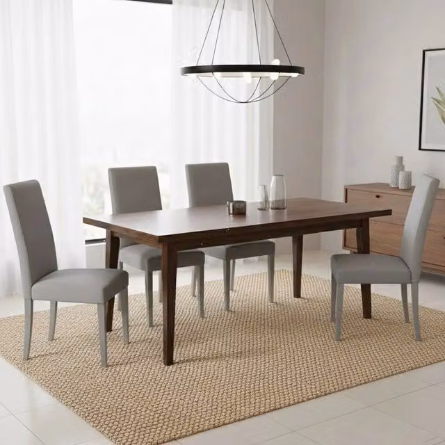 Set di 4 sedie DMORA in tessuto grigio e legno laccato per cucina e soggiorno