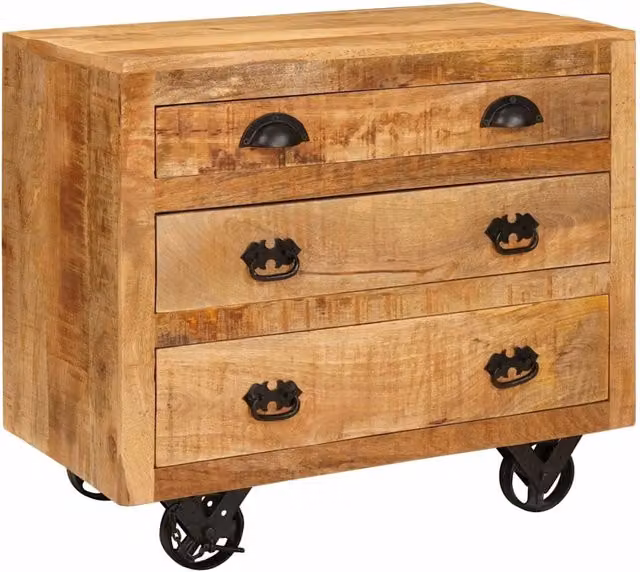Mobile laterale rustico vidaXL in legno di mango marrone L 70 cm, P 38 cm, H 63 cm