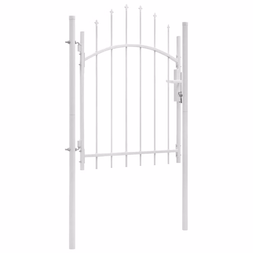 Cancello da giardino a battente vidaXL in acciaio bianco L: 1,00 m, H: 1,75 m