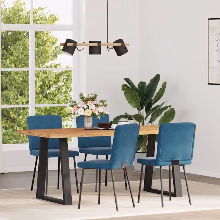 Sedie da Pranzo 4 pz Blu in Velluto