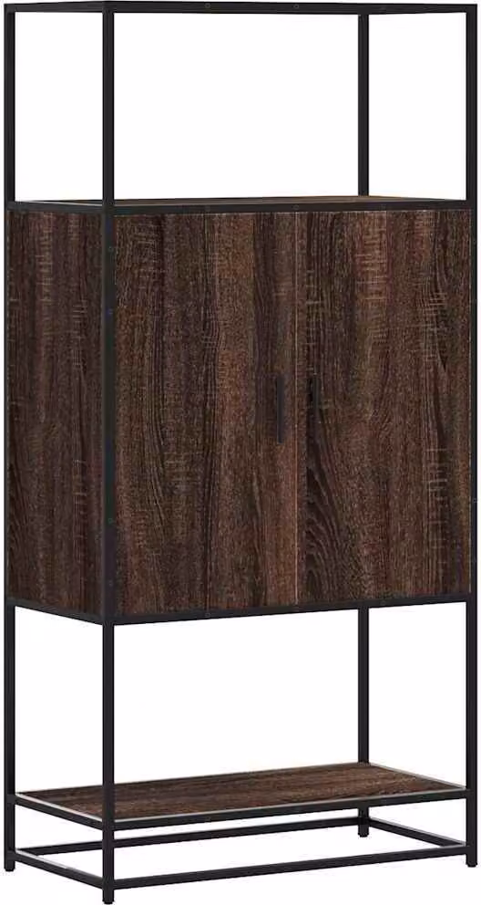 Credenza Rovere Marrone 68x35x139 cm Legno Multistrato Metallo