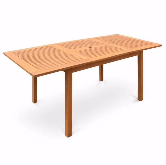 Tavolo da giardino rettangolare allungabile in legno, 6 a 10 posti,