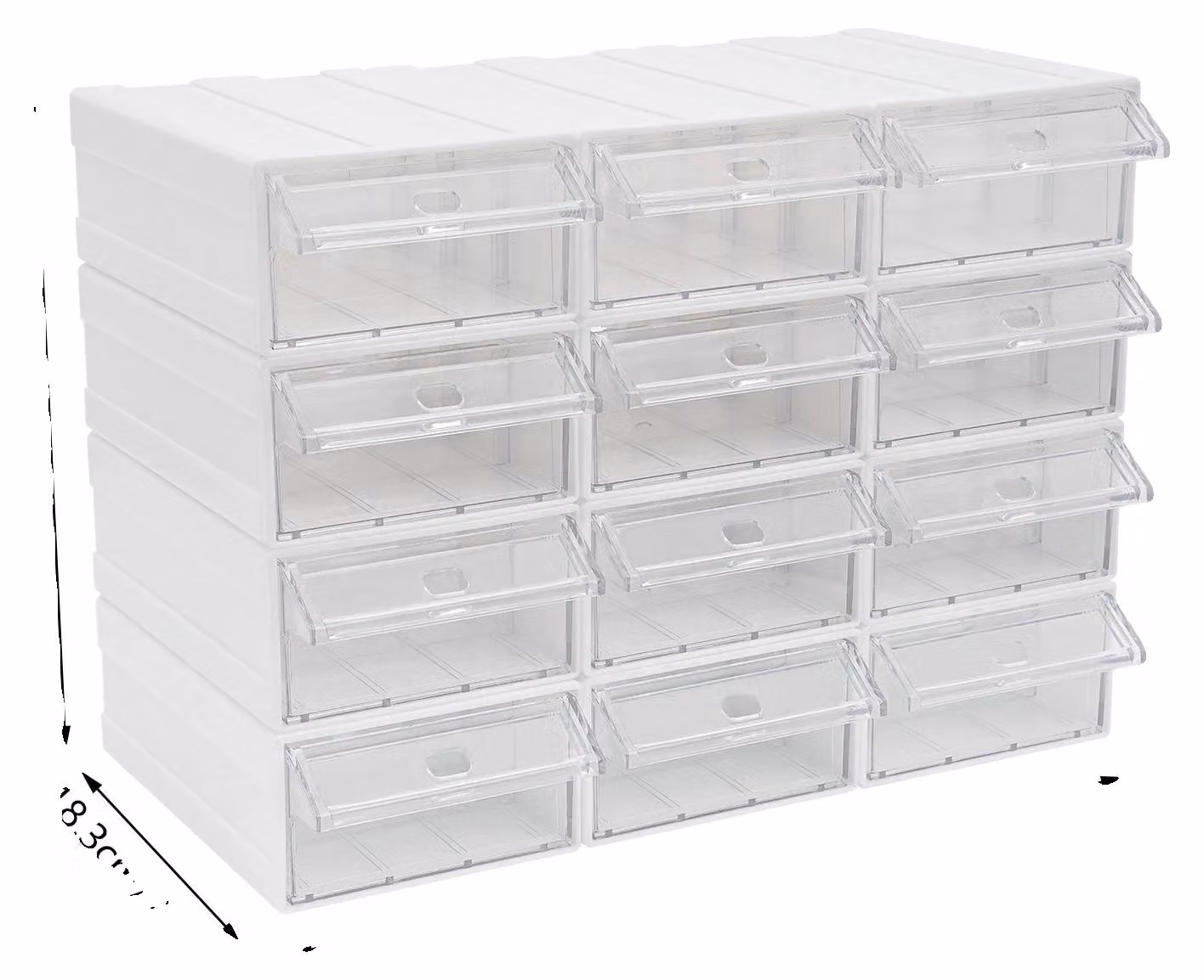Organizzatore per scarpe con 12 cassetti, struttura resistente e design trasparente