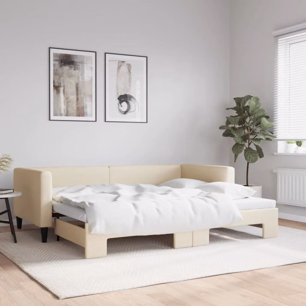 Maison Exclusive - Divano letto estraibile color crema 90x200 cm in tessuto