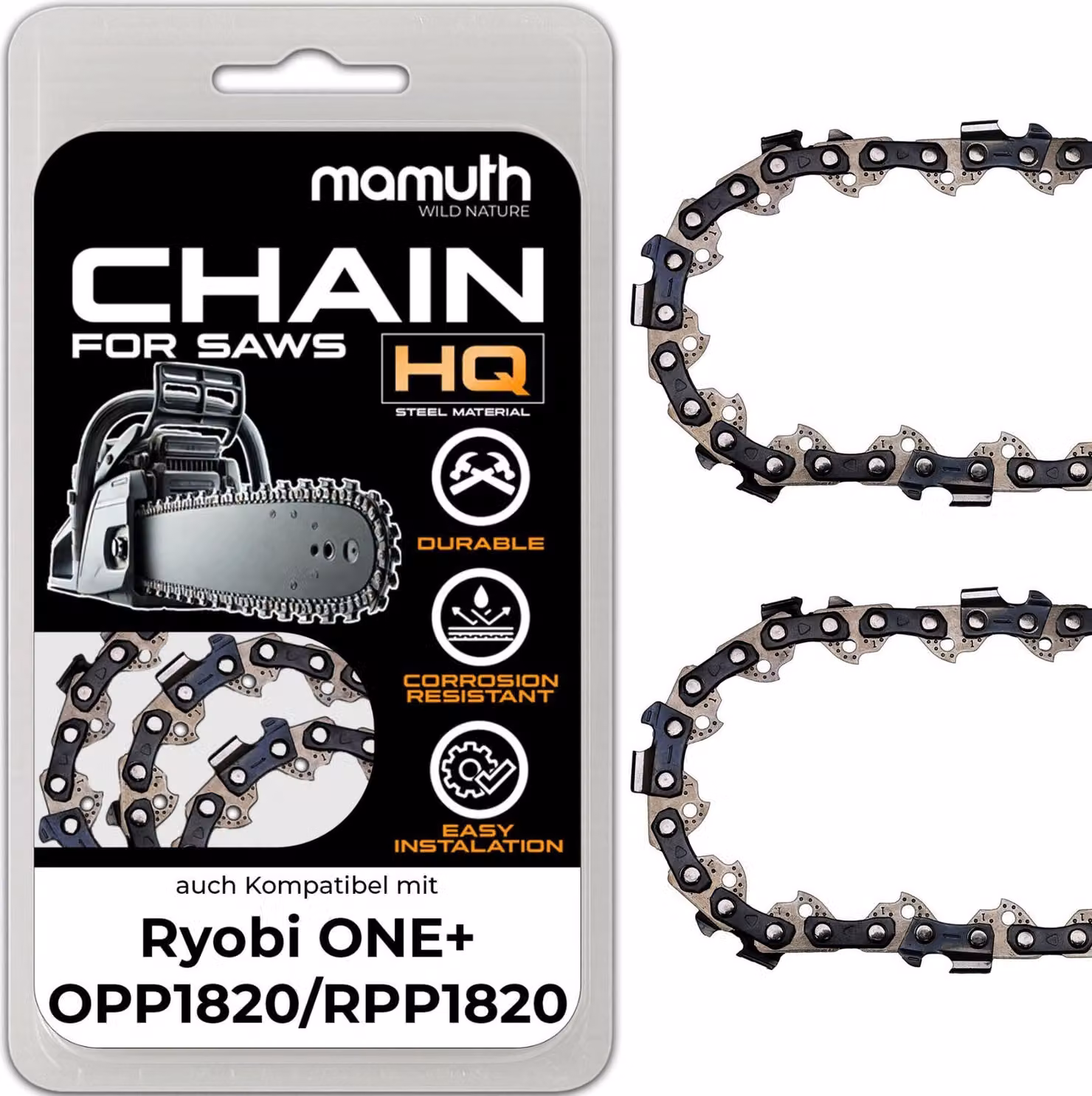 2x catena per motosega 20cm 1,1mm 3/8" 33TG per Ryobi ONE+ OPP 1820 / RPP 1820