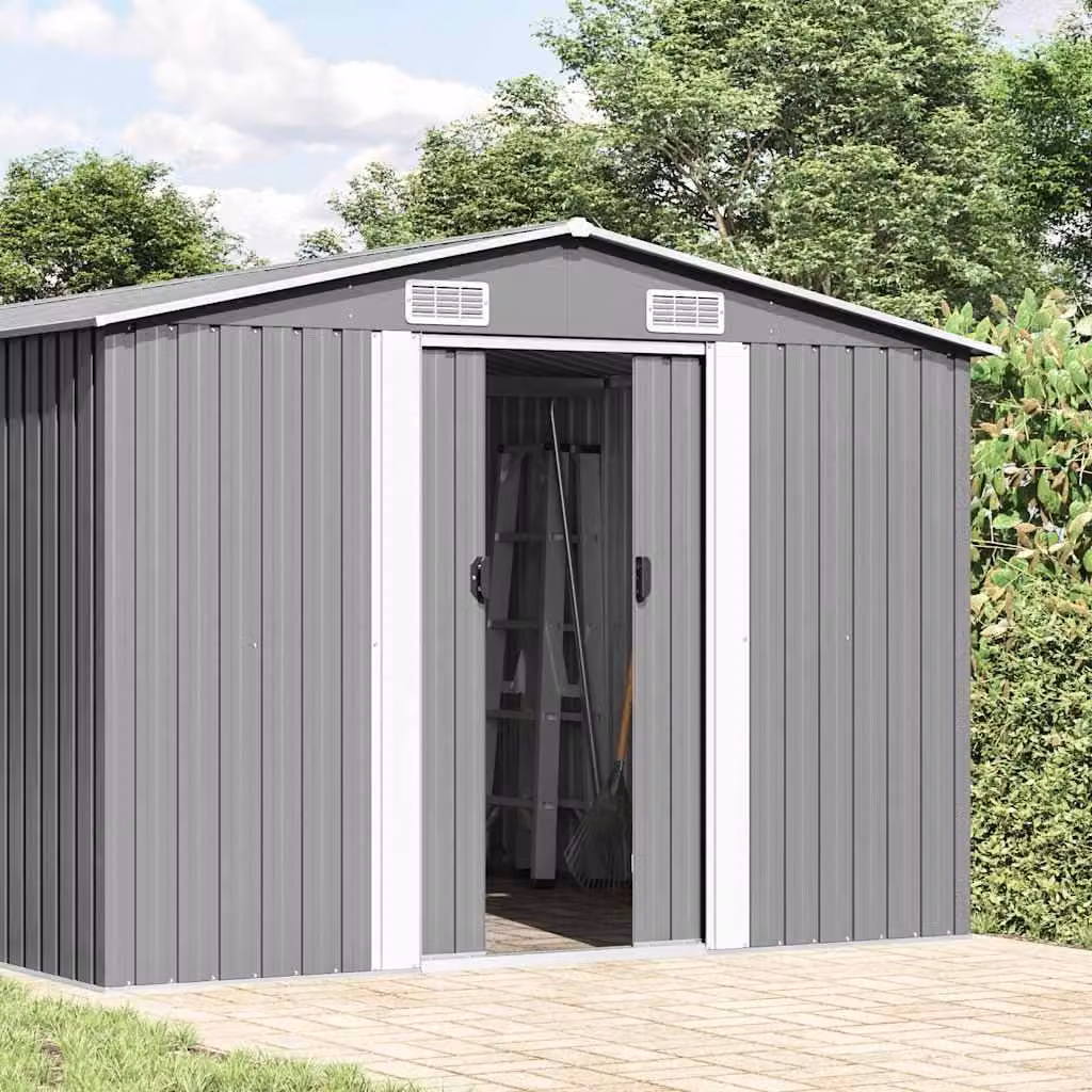 Casetta da Giardino 257x392x181 cm in Metallo Grigio