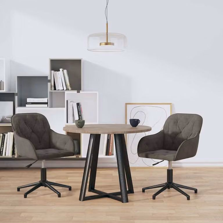 Set di 2 sedie da pranzo girevoli vidaXL in velluto grigio scuro