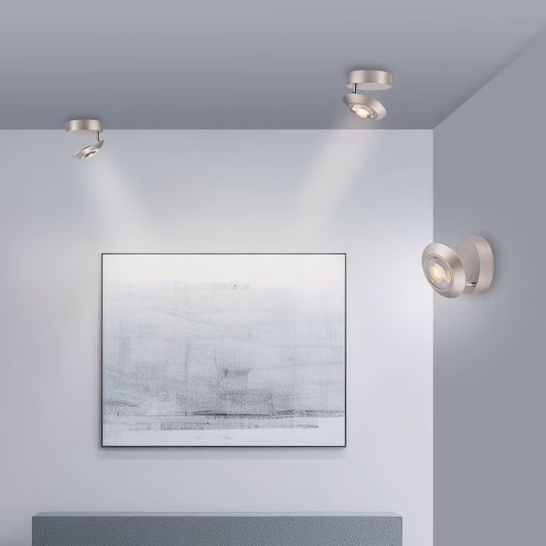 PURE Plafoniera a LED Oculis, dimmerabile, Cromo / Argento, Soggiorno / Sala da pranzo, Moderno, Plafoniera LED