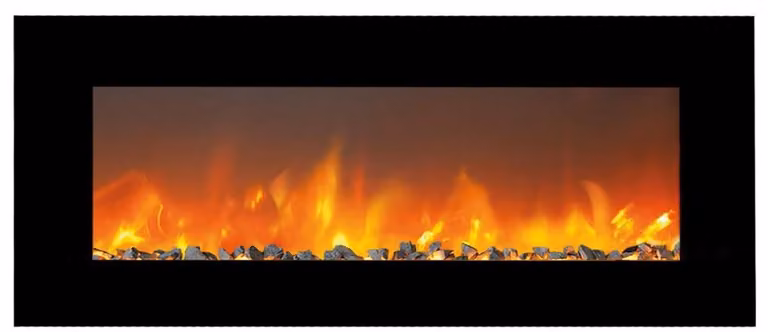 Casa Padrino Luxury LED Electric Fireplace Black 127 x 14 x H. 46,5 cm - Camino moderno da parete con touchscreen e telecomando