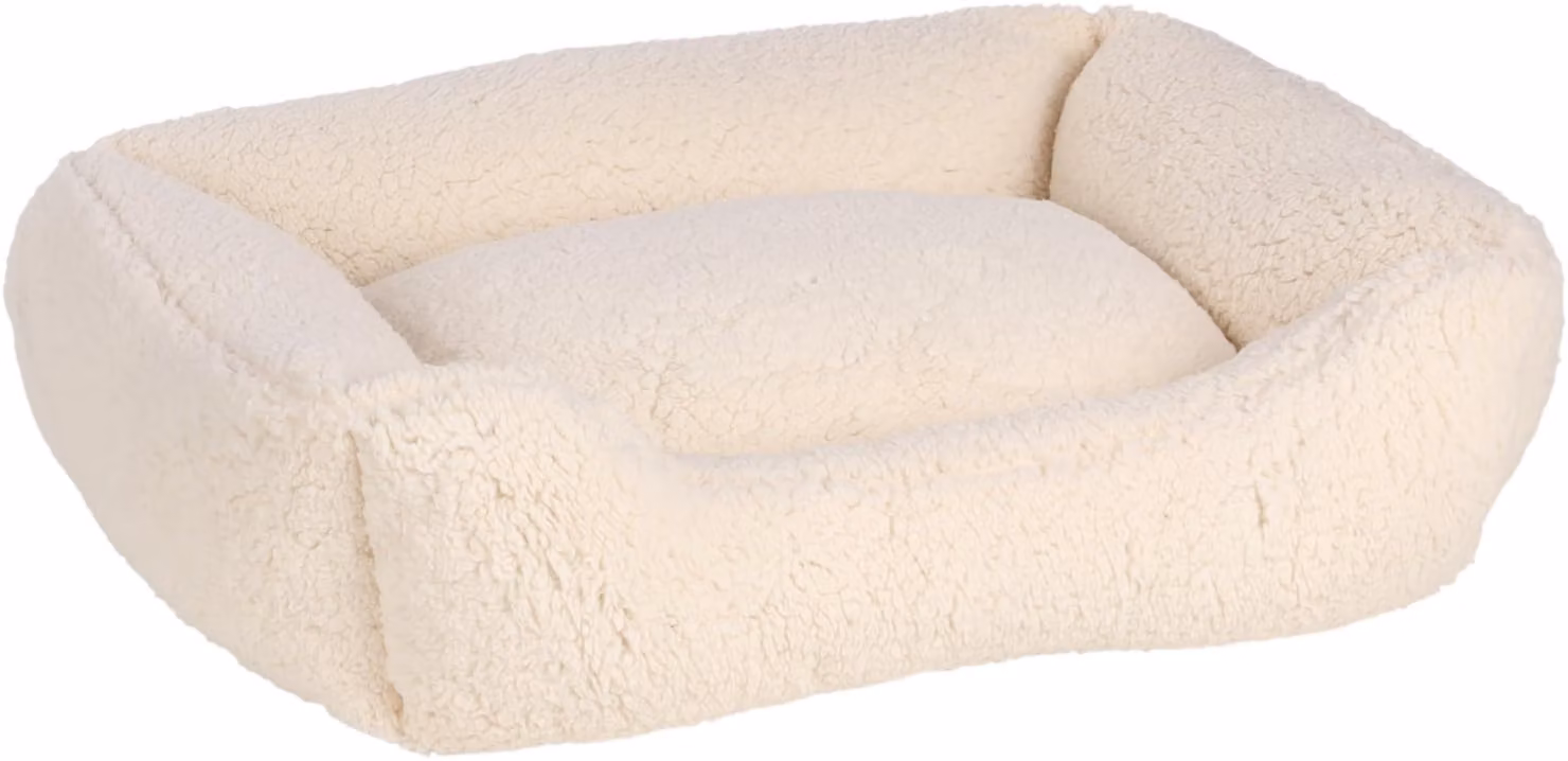 Cuccia per cani Flamingo Felpa rettangolare bianca, dimensioni: 65 x 50 x 20 cm