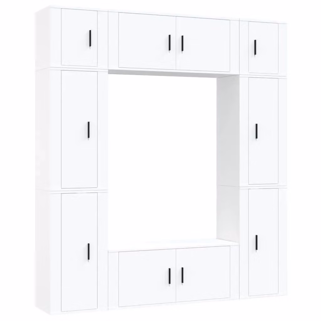 Set di mobili porta TV moderno vidaXL in legno multistrato bianco da soggiorno a parete – 2