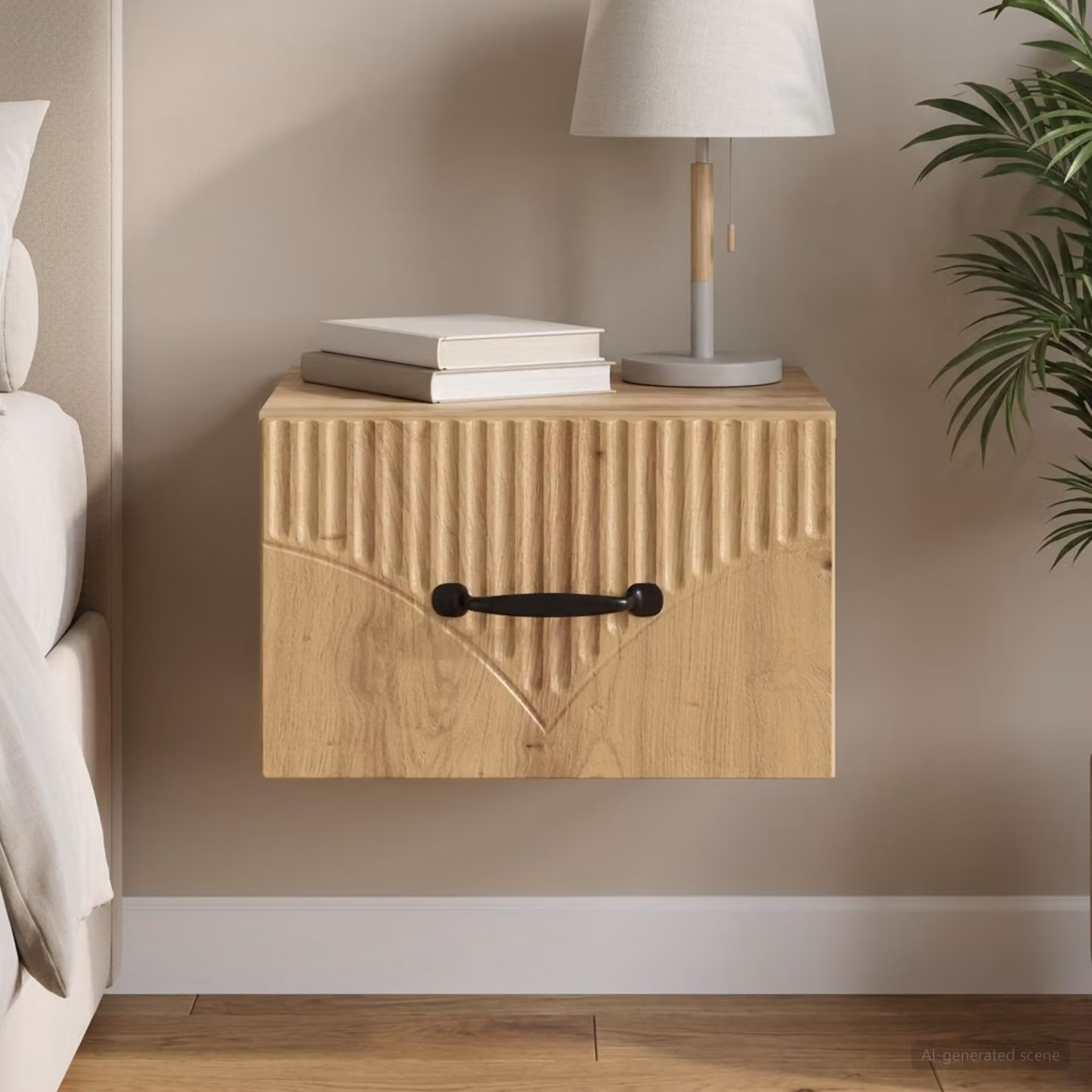 Mobiletto da notte a muro vidaXL in rovere marrone con design moderno L: 34,5 cm, P: 33 cm, H: 20 cm