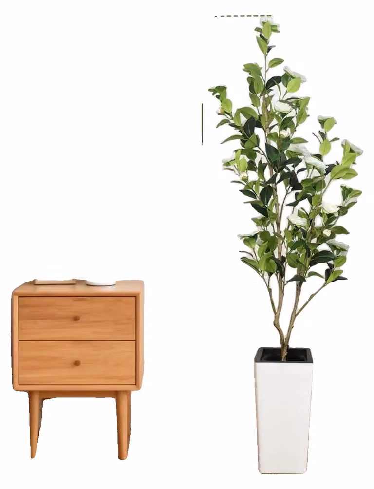 Albero di camelie artificiale, design realistico, facile da curare, colore bianco, altezza 150 cm