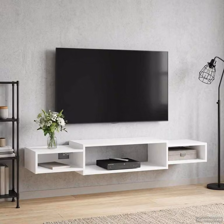 Mobile TV da parete vidaXL Bianco Moderno L: 140 cm, P: 28 cm, H: 21 cm