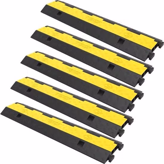 Set di 5 protezioni per cavi esterne antiscivolo T&L Store gialle con portata 5000kg L/P/H: 101 x 24 x 5 cm