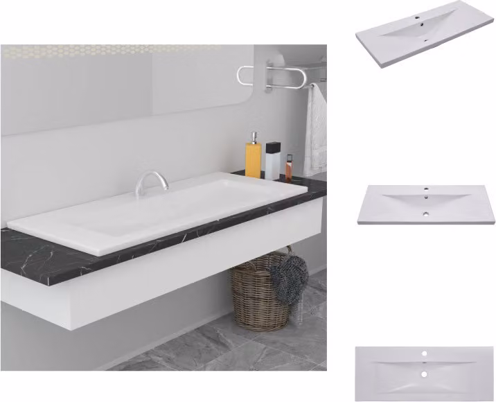 vidaXL Lavabo da incasso 101x39,5x18,5 cm in Vetroceramica bianca - Lavabo da bagno