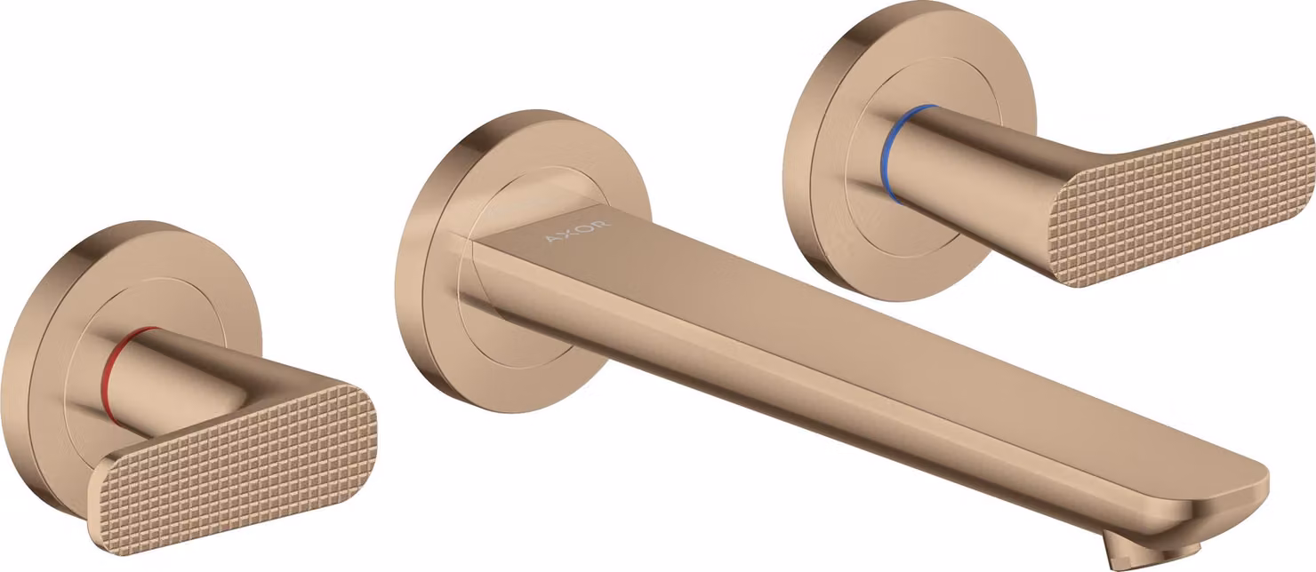hansgrohe AXOR Citterio C robinetterie de lavabo 3 trous encastrée pour montage mural, bec 195mm, Cubic cut, 49071300, 49071300