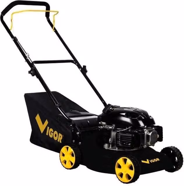 Vigor V-2040 Tagliaerba a Spinta a Benzina 4 Tempi OHV 79,6 cc 1400 W con Sacco da 40 L e Taglio da 41 cm, Colore Nero Giallo