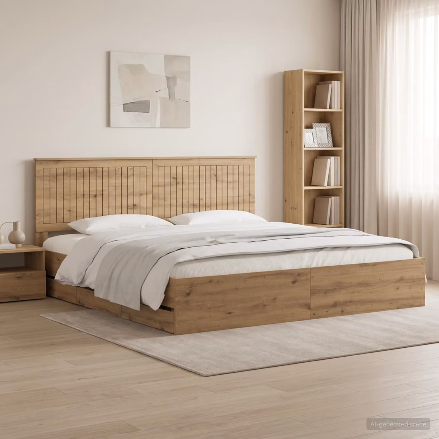 Letto con contenitore e testiera vidaXL in legno rovere artigianale marrone L/P/H: 180 x 200 x 100 cm