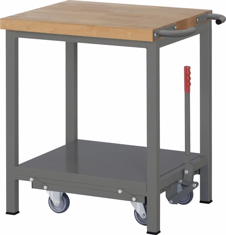 Banco da lavoro STIER Premium, con telaio in abs, 75x70x88cm, acciaio verniciato a polvere e faggio, banco di montaggio