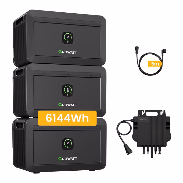 Centrale elettrica da balcone 6144Wh Growatt NOAH 2000 x3 con micro inverter Growatt NEO-800M-X 800W, potenza in ingresso FV 1800W per centrale elettrica da balcone