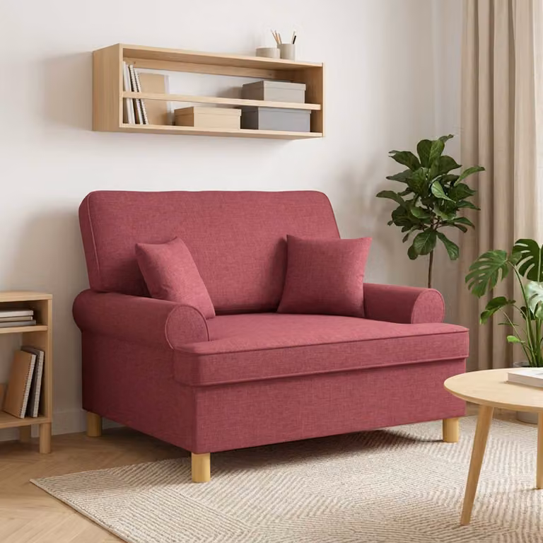 Poltrona relax XXL vidaXL con cuscini in tessuto rosso per soggiorno e camera da letto