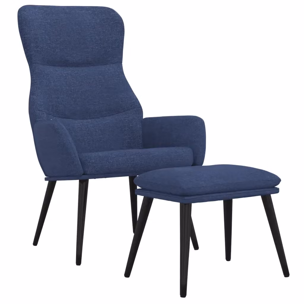 Poltrona Relax con Poggiapiedi vidaXL Blu in Tessuto e Struttura in Metallo – 2