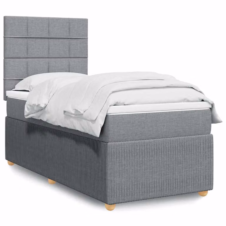 vidaXL Letto Ibrido con Materasso e Giroletto a Molle in Tessuto Grigio e Bianco L/P/H: 200 x 80 x 150,5 cm