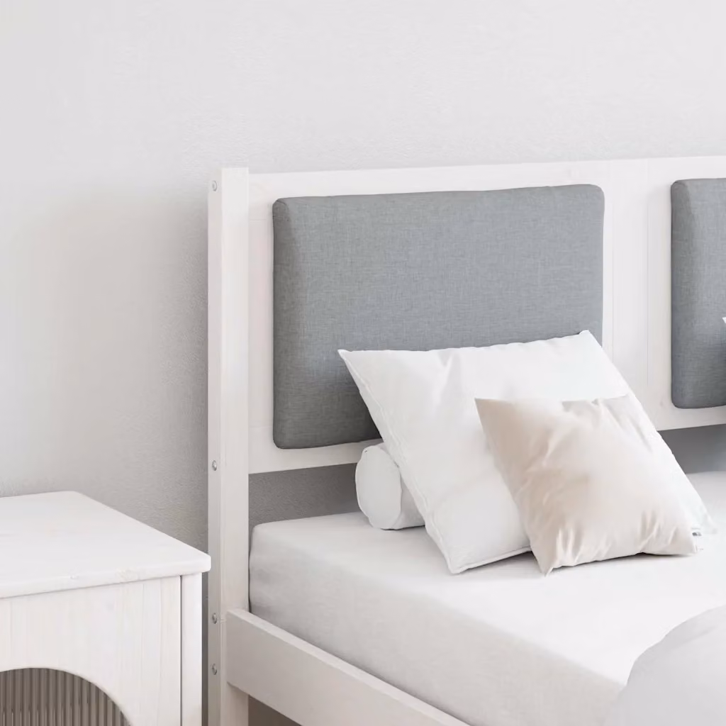 Testiera per letto vidaXL in legno di pino massello bianco con rivestimento in tessuto e finitura opaca