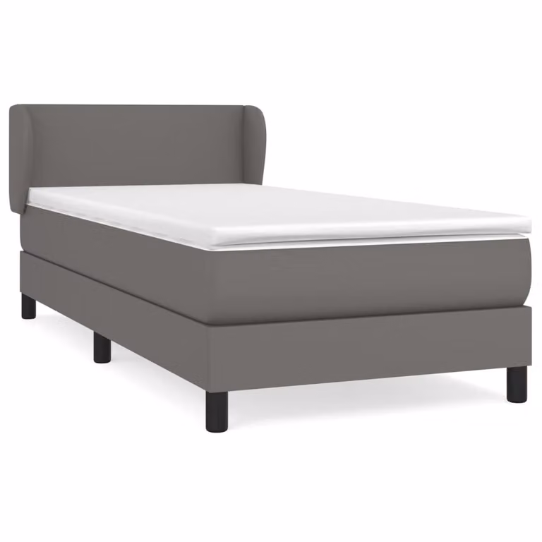 Giroletto a Molle con Materasso Grigio 100x200 cm in Pelle finta