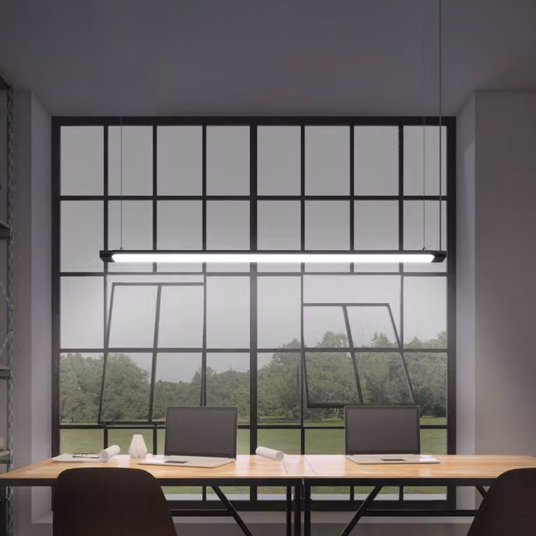 OSRAM Lampada a sospensione LED Office line Slab nera 4.000 K dimmerabile Slab,, Nero, Studio / Ufficio, Alluminio, Moderno