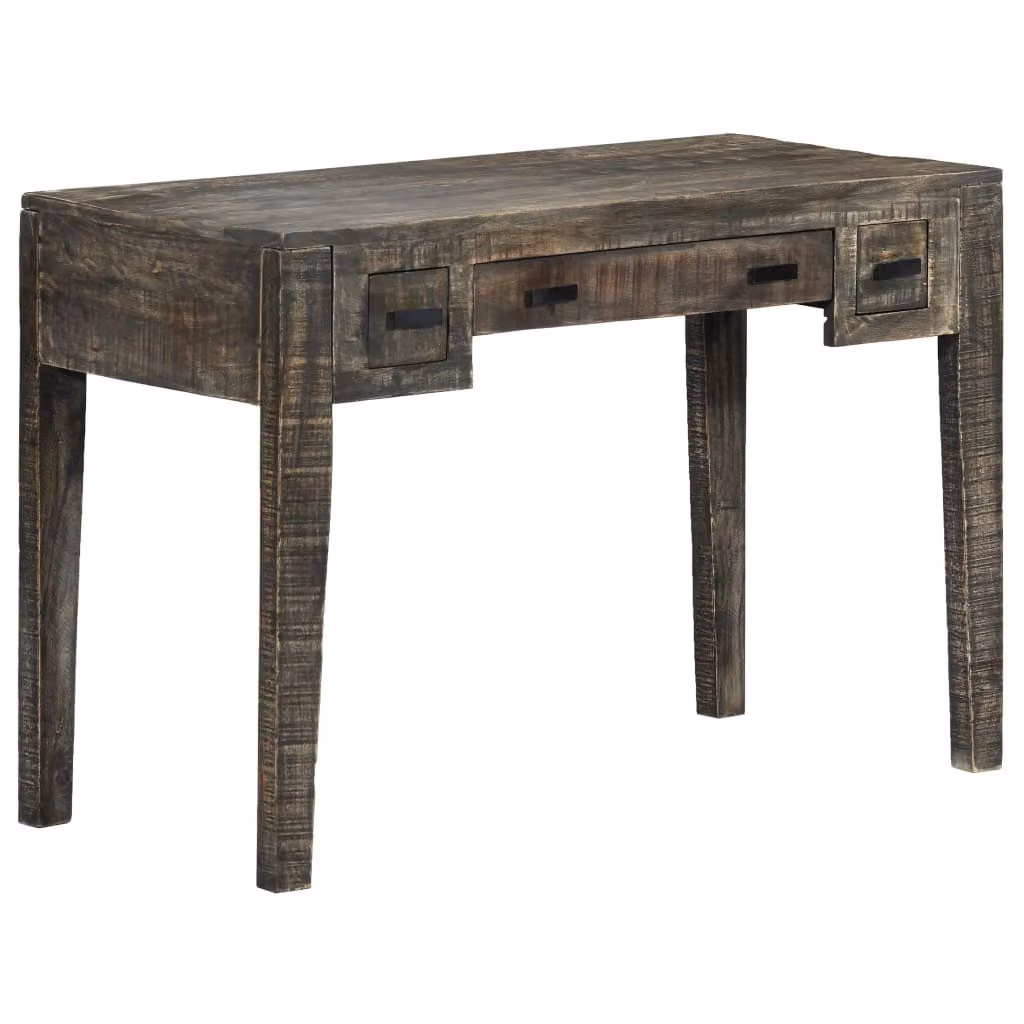 Scrivania nera 110×50×75 cm in legno massiccio di mango