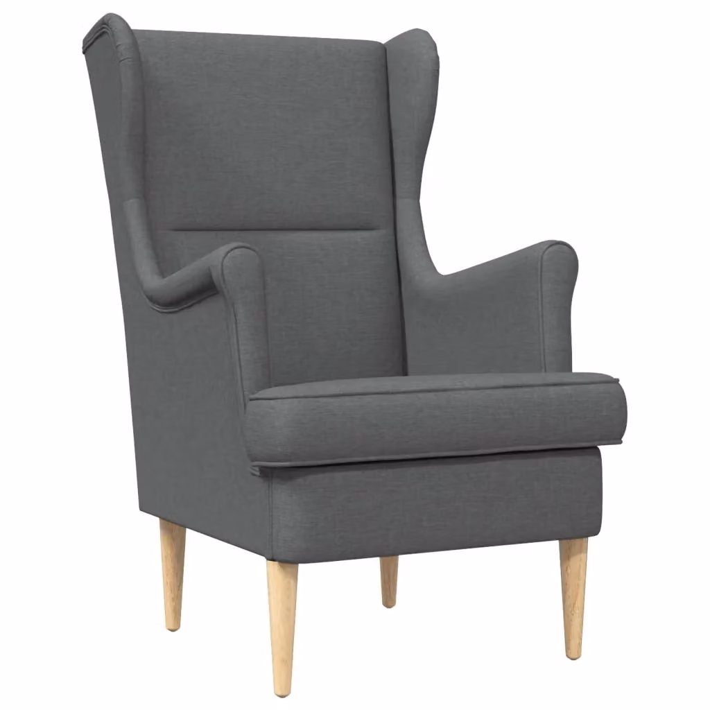 Poltrona Lounge Moderna in Tessuto Grigio con Braccioli e Struttura Mix Metal e Legno – 2